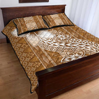 Tonga Kupesi Ngatu Quilt Bed Set Vintage Brown Plumeria LT05 - Polynesian Pride