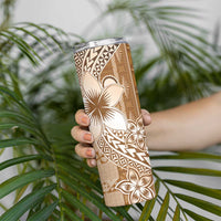 Tonga Kupesi Ngatu Skinny Tumbler Vintage Brown Plumeria