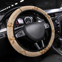 Tonga Kupesi Ngatu Steering Wheel Cover Vintage Brown Plumeria
