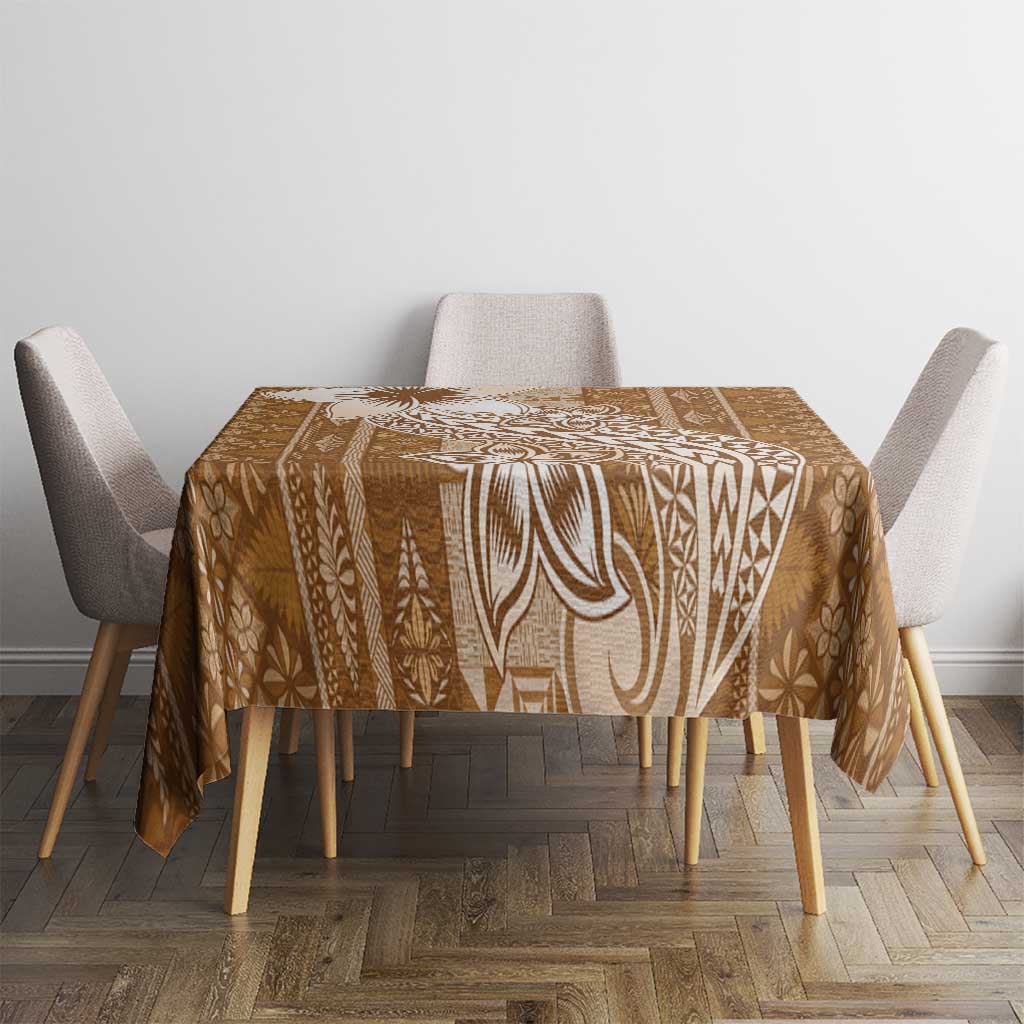 Tonga Kupesi Ngatu Tablecloth Vintage Brown Plumeria
