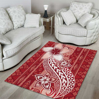 Tonga Kupesi Ngatu Area Rug Vintage Red Plumeria