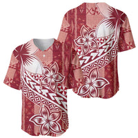Tonga Kupesi Ngatu Baseball Jersey Vintage Red Plumeria
