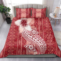 Tonga Kupesi Ngatu Bedding Set Vintage Red Plumeria