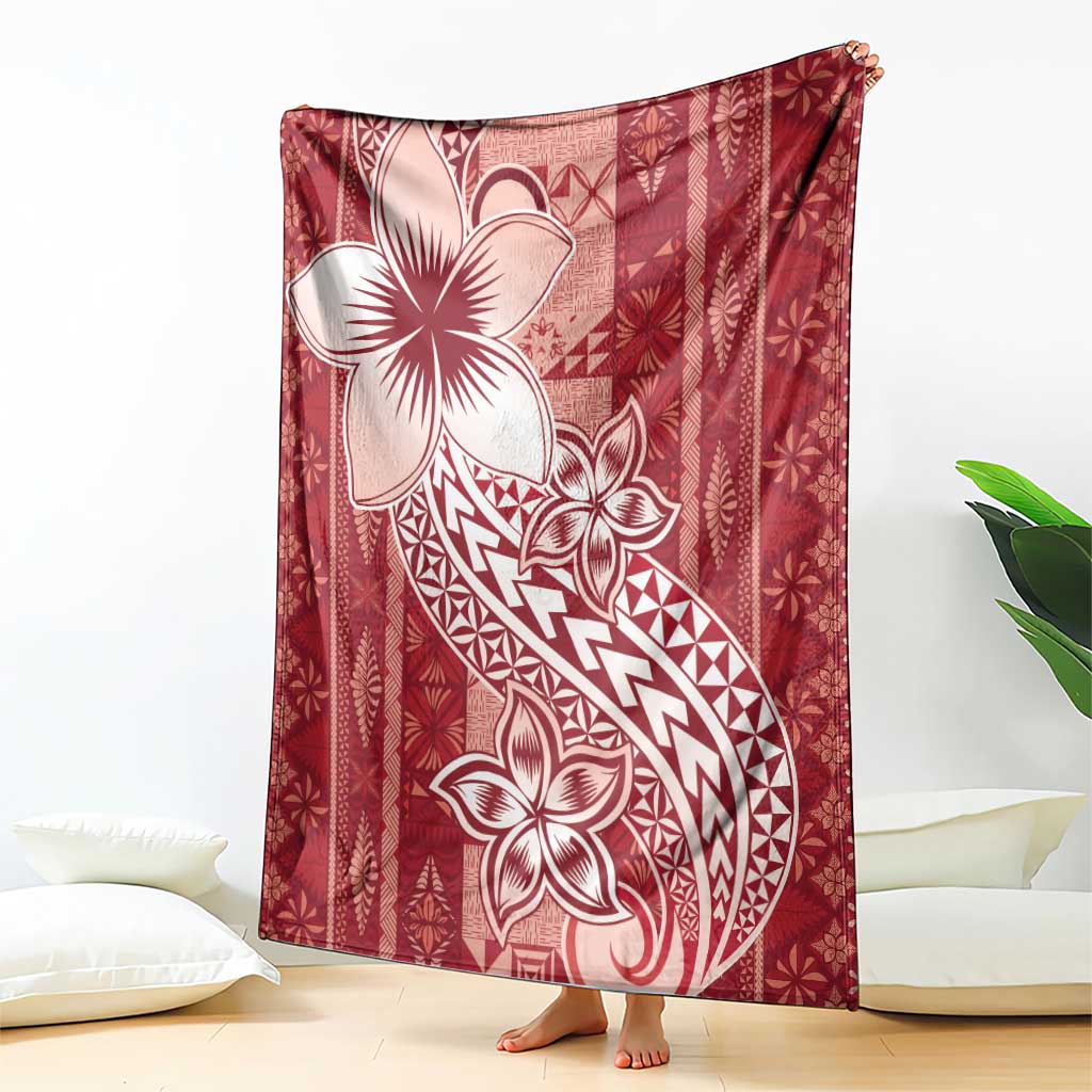 Tonga Kupesi Ngatu Blanket Vintage Red Plumeria
