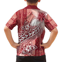 Tonga Kupesi Ngatu Hawaiian Shirt Vintage Red Plumeria