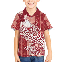 Tonga Kupesi Ngatu Kid Hawaiian Shirt Vintage Red Plumeria