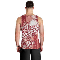 Tonga Kupesi Ngatu Men Tank Top Vintage Red Plumeria