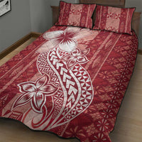 Tonga Kupesi Ngatu Quilt Bed Set Vintage Red Plumeria LT05 - Polynesian Pride