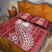 Tonga Kupesi Ngatu Quilt Bed Set Vintage Red Plumeria LT05 - Polynesian Pride