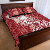 Tonga Kupesi Ngatu Quilt Bed Set Vintage Red Plumeria LT05 - Polynesian Pride