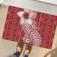 Tonga Kupesi Ngatu Rubber Doormat Vintage Red Plumeria