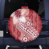 Tonga Kupesi Ngatu Spare Tire Cover Vintage Red Plumeria