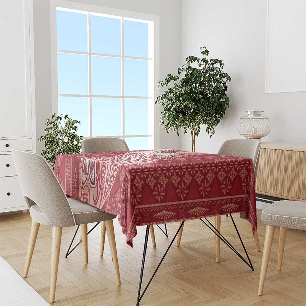 Tonga Kupesi Ngatu Tablecloth Vintage Red Plumeria