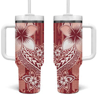 Tonga Kupesi Ngatu Tumbler With Handle Vintage Red Plumeria