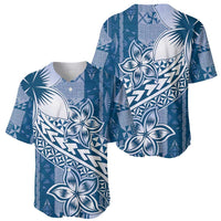 Tonga Kupesi Ngatu Baseball Jersey Vintage Blue Plumeria