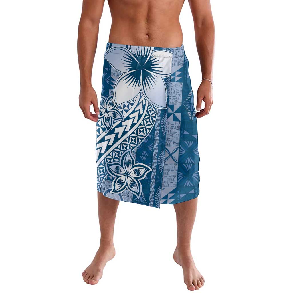 Tonga Kupesi Ngatu Lavalava Vintage Blue Plumeria