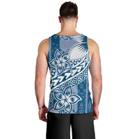 Tonga Kupesi Ngatu Men Tank Top Vintage Blue Plumeria