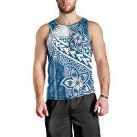 Tonga Kupesi Ngatu Men Tank Top Vintage Blue Plumeria