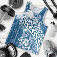 Tonga Kupesi Ngatu Men Tank Top Vintage Blue Plumeria