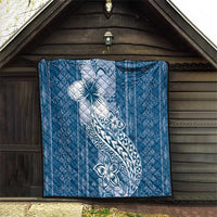 Tonga Kupesi Ngatu Quilt Vintage Blue Plumeria