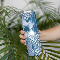 Tonga Kupesi Ngatu Skinny Tumbler Vintage Blue Plumeria
