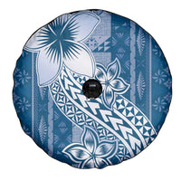 Tonga Kupesi Ngatu Spare Tire Cover Vintage Blue Plumeria