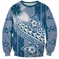 Tonga Kupesi Ngatu Sweatshirt Vintage Blue Plumeria