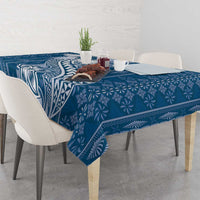Tonga Kupesi Ngatu Tablecloth Vintage Blue Plumeria