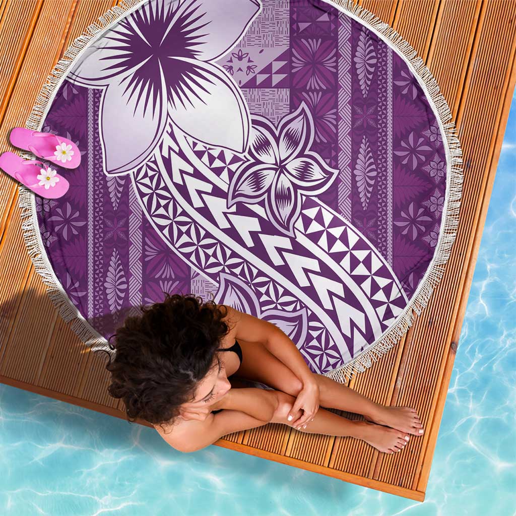 Tonga Kupesi Ngatu Beach Blanket Vintage Purple Plumeria