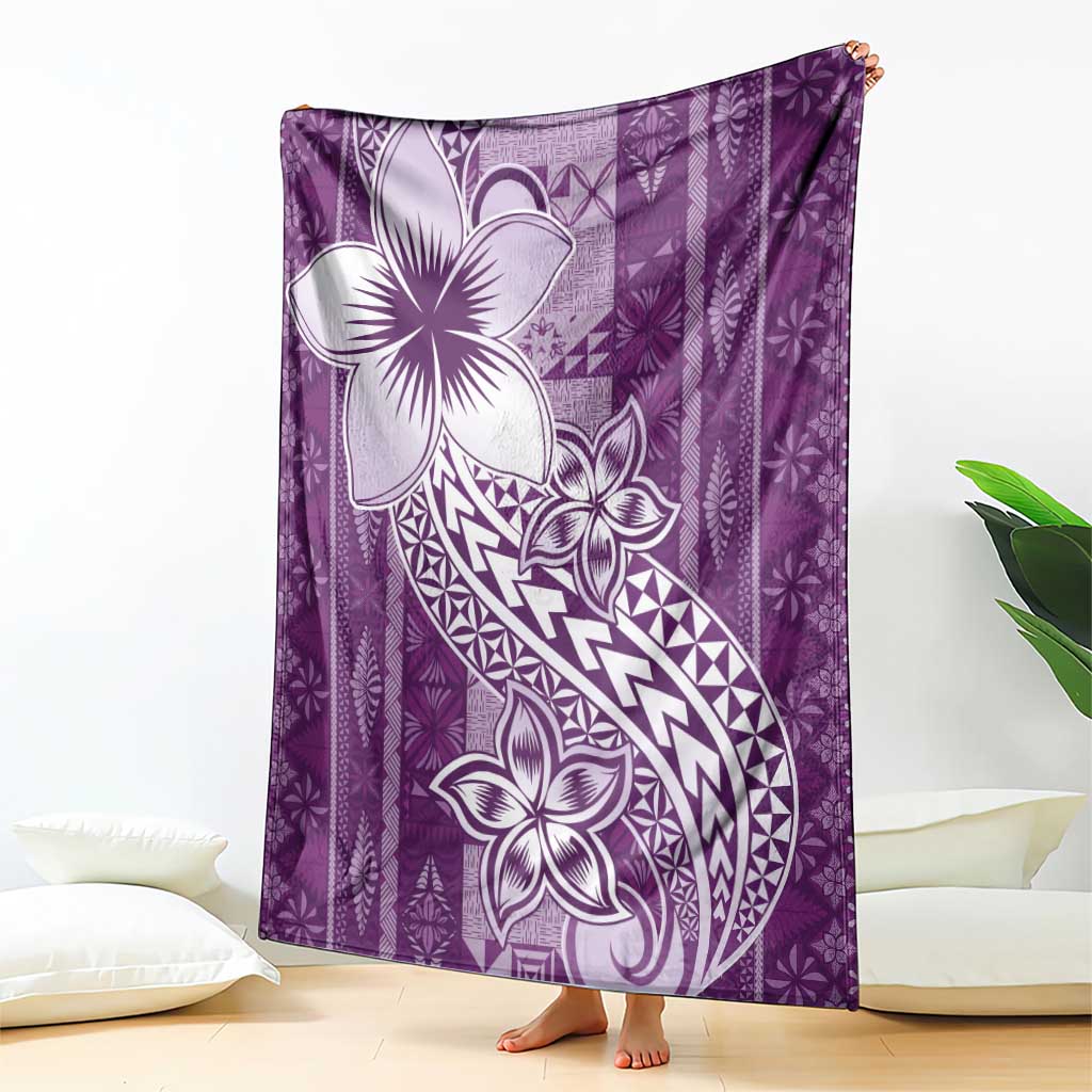 Tonga Kupesi Ngatu Blanket Vintage Purple Plumeria