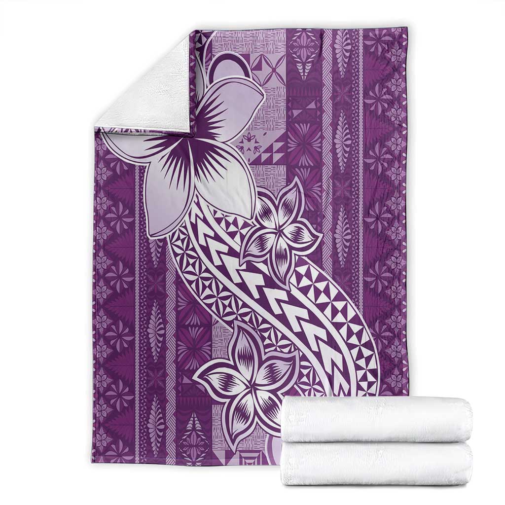 Tonga Kupesi Ngatu Blanket Vintage Purple Plumeria