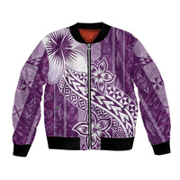 Tonga Kupesi Ngatu Bomber Jacket Vintage Purple Plumeria