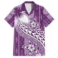 Tonga Kupesi Ngatu Family Matching Long Sleeve Bodycon Dress and Hawaiian Shirt Vintage Purple Plumeria