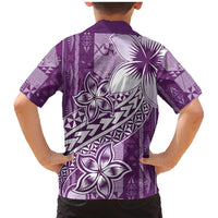 Tonga Kupesi Ngatu Family Matching Mermaid Dress and Hawaiian Shirt Vintage Purple Plumeria