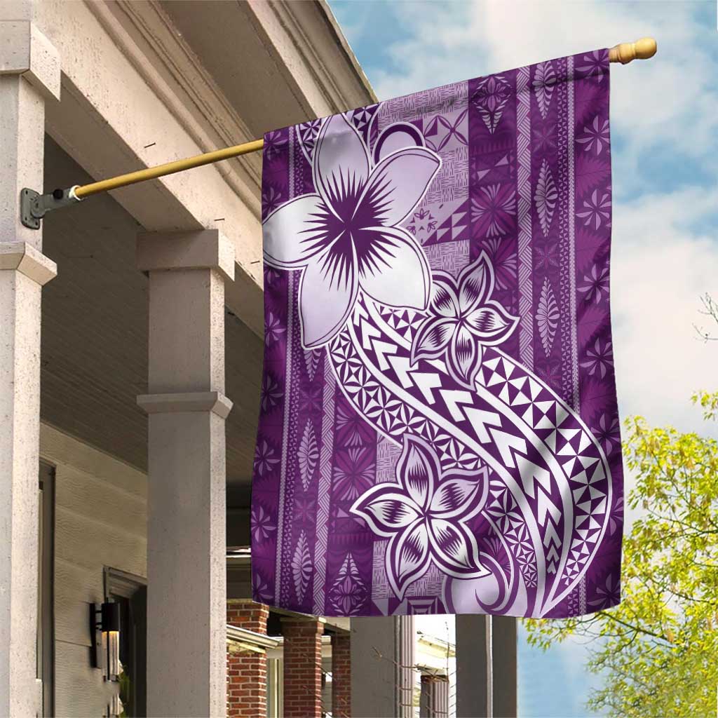 Tonga Kupesi Ngatu Garden Flag Vintage Purple Plumeria