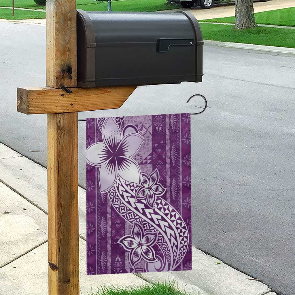 Tonga Kupesi Ngatu Garden Flag Vintage Purple Plumeria