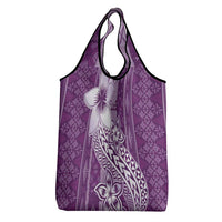 Tonga Kupesi Ngatu Grocery Bag Vintage Purple Plumeria