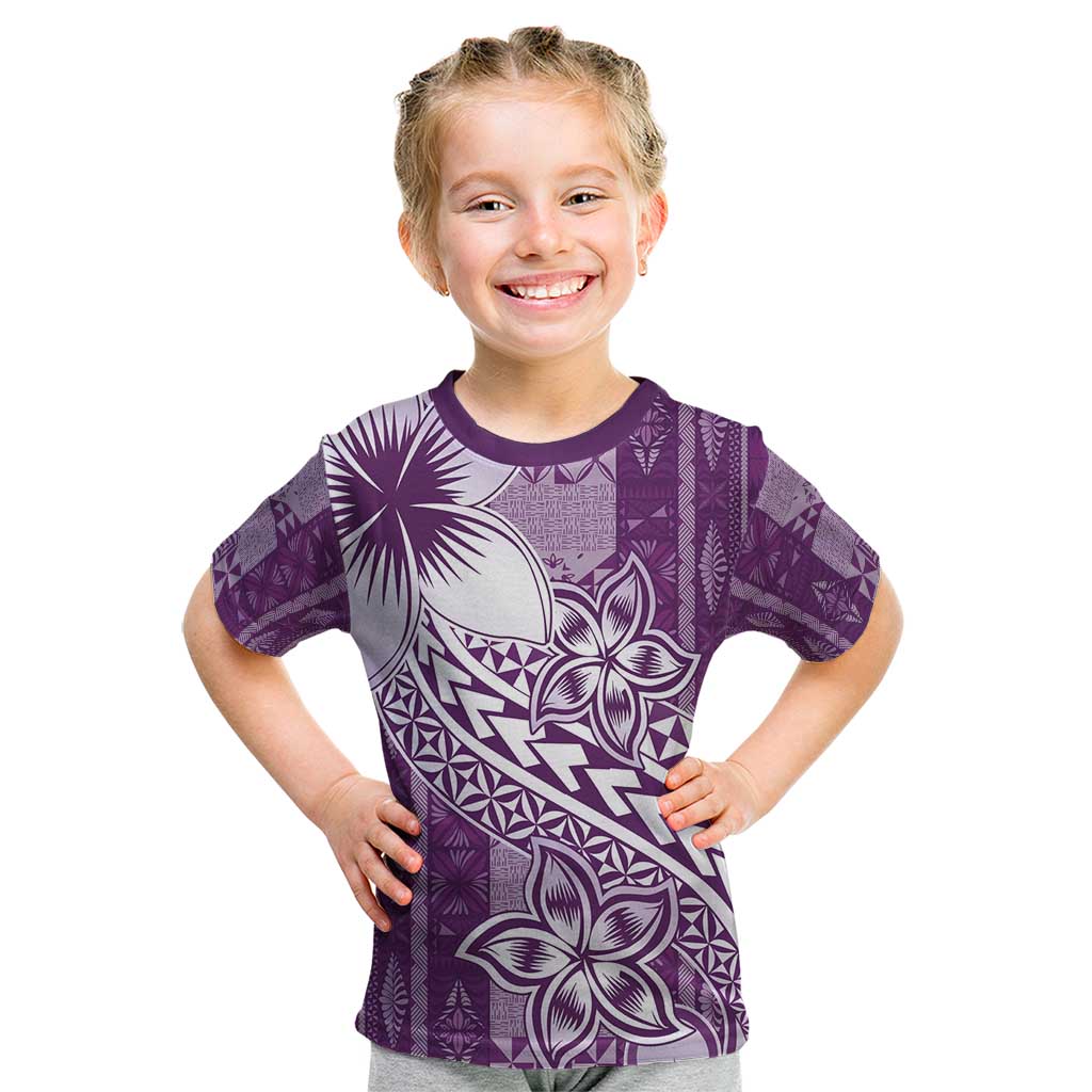 Tonga Kupesi Ngatu Kid T Shirt Vintage Purple Plumeria