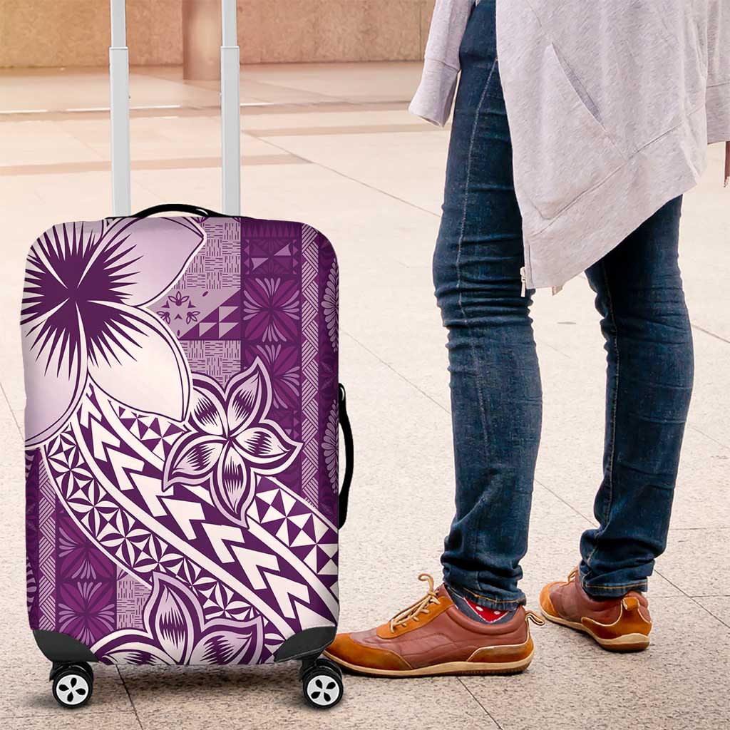 Tonga Kupesi Ngatu Luggage Cover Vintage Purple Plumeria