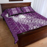 Tonga Kupesi Ngatu Quilt Bed Set Vintage Purple Plumeria LT05 - Polynesian Pride