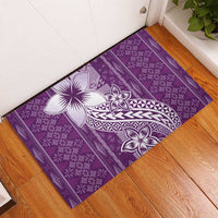 Tonga Kupesi Ngatu Rubber Doormat Vintage Purple Plumeria
