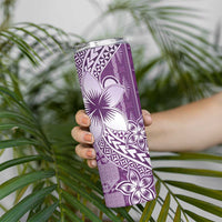 Tonga Kupesi Ngatu Skinny Tumbler Vintage Purple Plumeria LT05 - Polynesian Pride