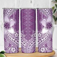 Tonga Kupesi Ngatu Skinny Tumbler Vintage Purple Plumeria LT05 - Polynesian Pride