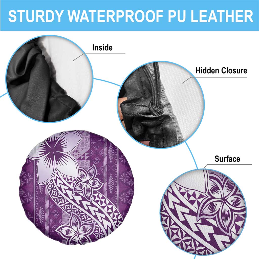 Tonga Kupesi Ngatu Spare Tire Cover Vintage Purple Plumeria