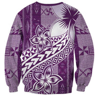 Tonga Kupesi Ngatu Sweatshirt Vintage Purple Plumeria