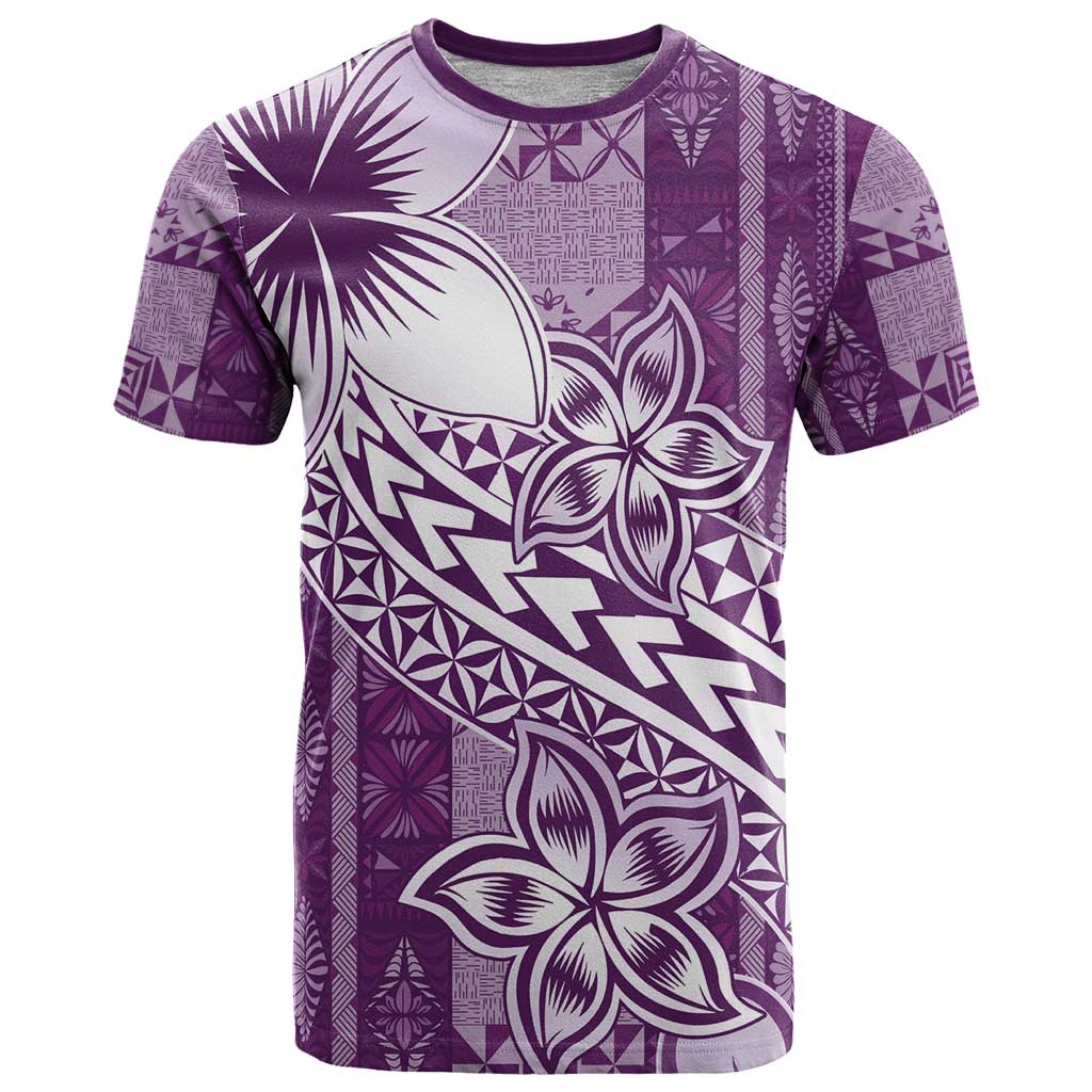 Tonga Kupesi Ngatu T Shirt Vintage Purple Plumeria