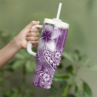 Tonga Kupesi Ngatu Tumbler With Handle Vintage Purple Plumeria
