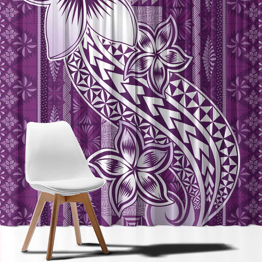 Tonga Kupesi Ngatu Window Curtain Vintage Purple Plumeria