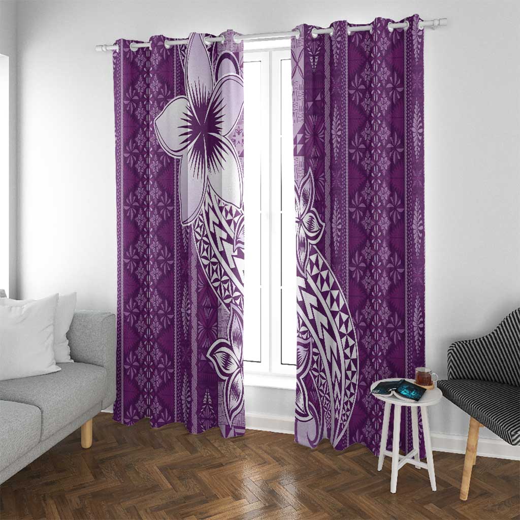 Tonga Kupesi Ngatu Window Curtain Vintage Purple Plumeria