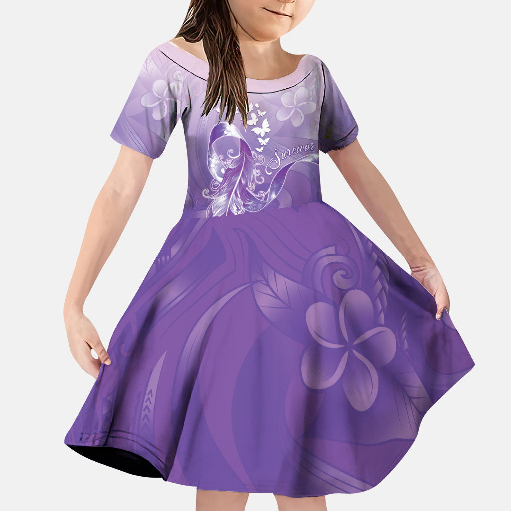 Lupus Awareness Month Family Matching Off Shoulder Maxi Dress and Hawaiian Shirt Polynesian Style LT05 Daughter's Dress Lilac - Polynesian Pride